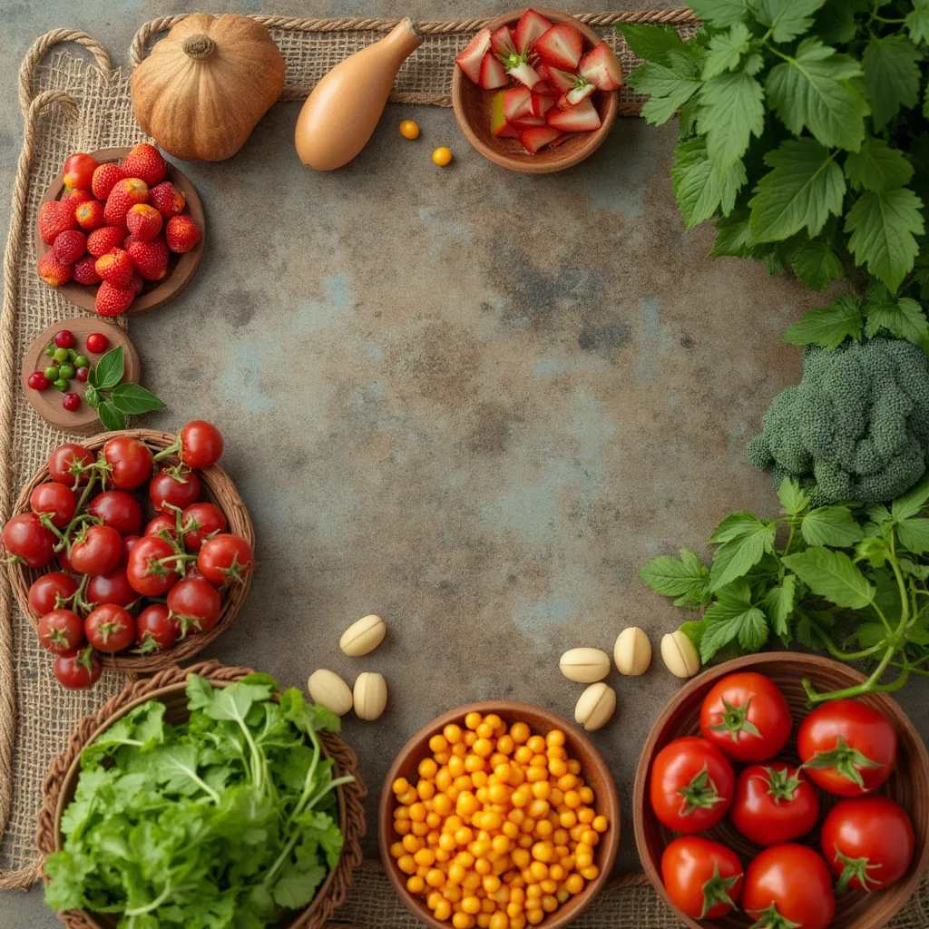 Ingredientes frescos sobre mesa